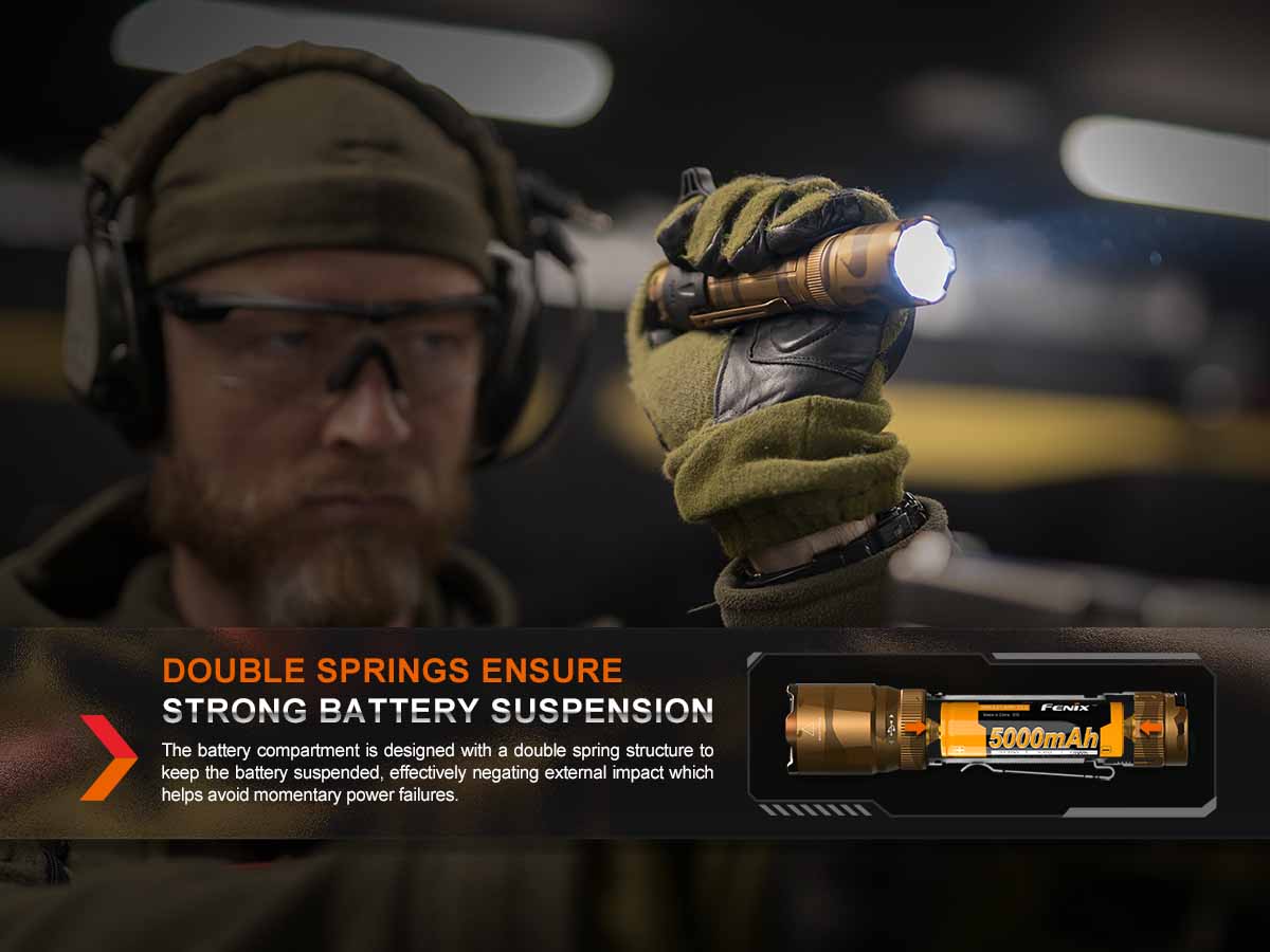 fenix tk20rue rechargeable flashlight battery suspension