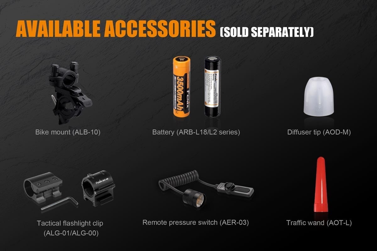 Fenix TK25 Red Tactical Flashlight Accessories