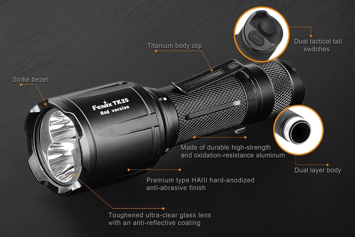 Fenix TK25 Red Tactical Flashlight Features