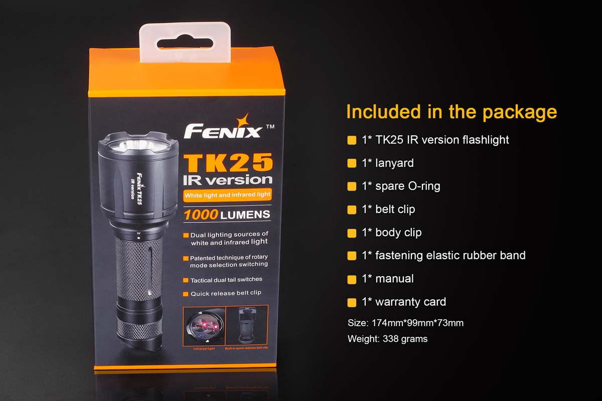 Fenix TK25 IR Infrared Flashlight package included