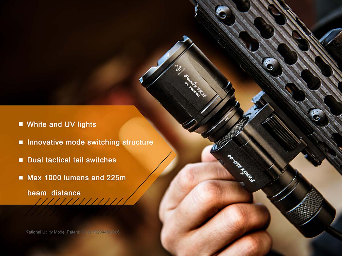 fenix tk25 uv flashlight features