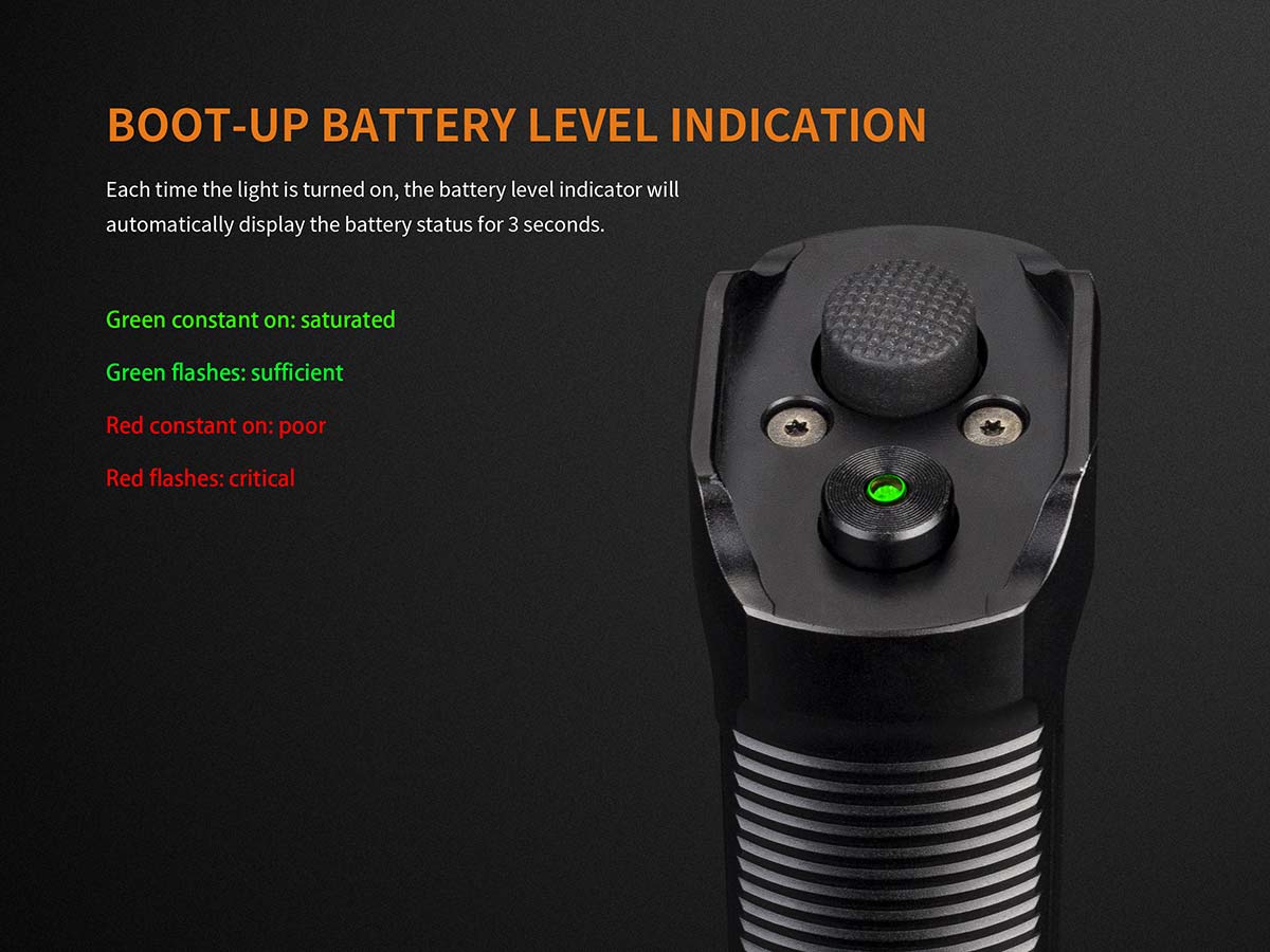 fenix tk35 flashlight 2018 upgrade battery level indicator
