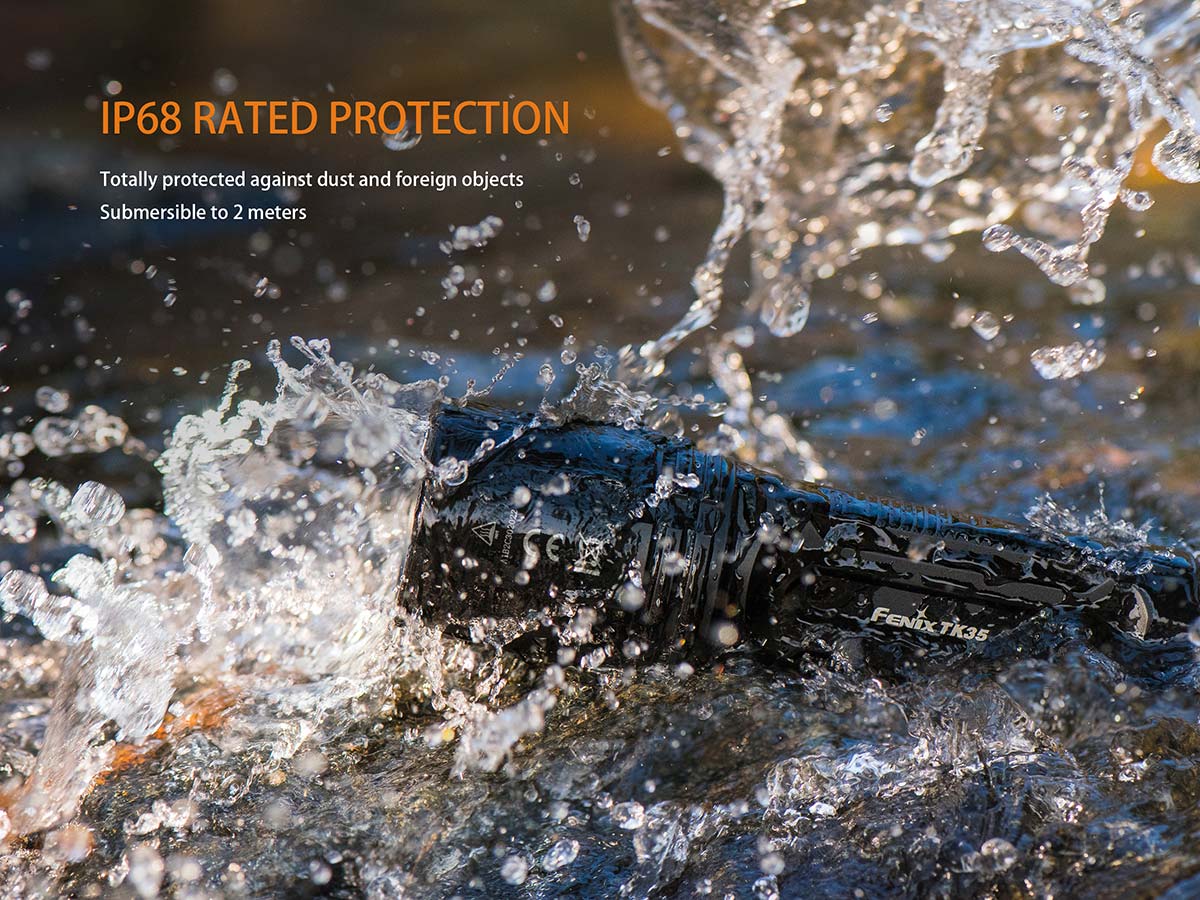 fenix tk35 flashlight 2018 upgrade ip68 waterproof