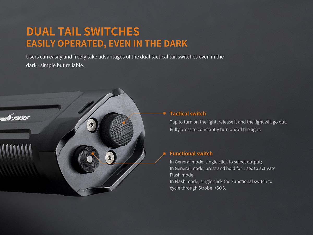 fenix tk35 flashlight 2018 upgrade switches