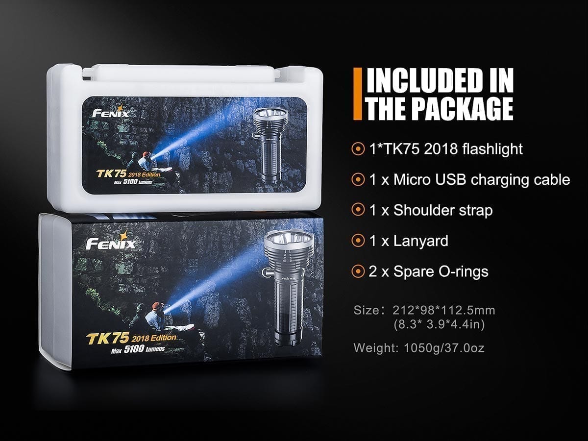 fenix tk75 flashlight package