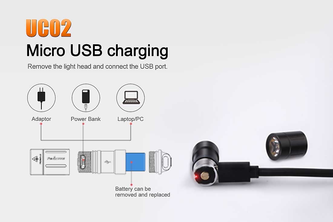 fenix uc02 keychain rechargeable flashlight usb rechargeable