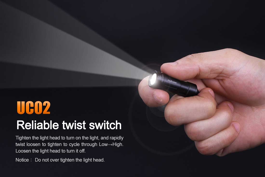 fenix uc02 keychain rechargeable flashlight switch