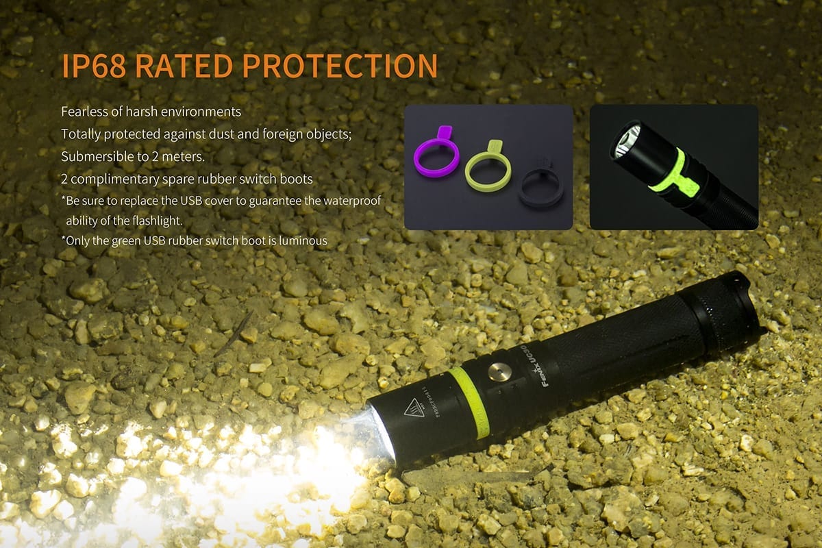 fenix uc30 rechargeable flashlight waterproof dustproof