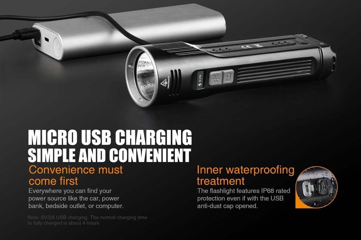 fenix uc52 rechargeable flashlight micro usb
