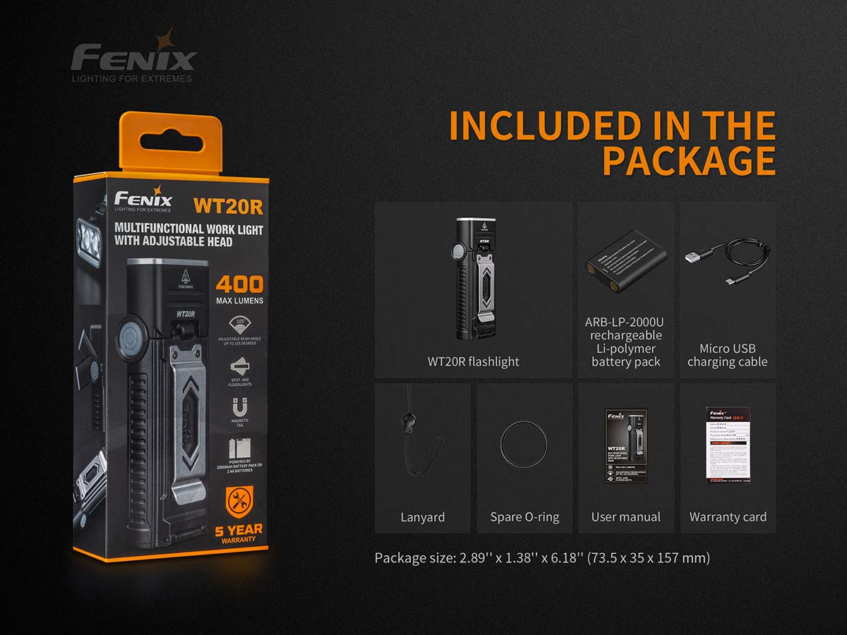 Fenix WT20R Flashlight package