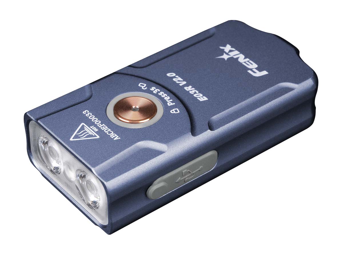 fenix e03r v2.0 rechargeable keychain flashlight blue