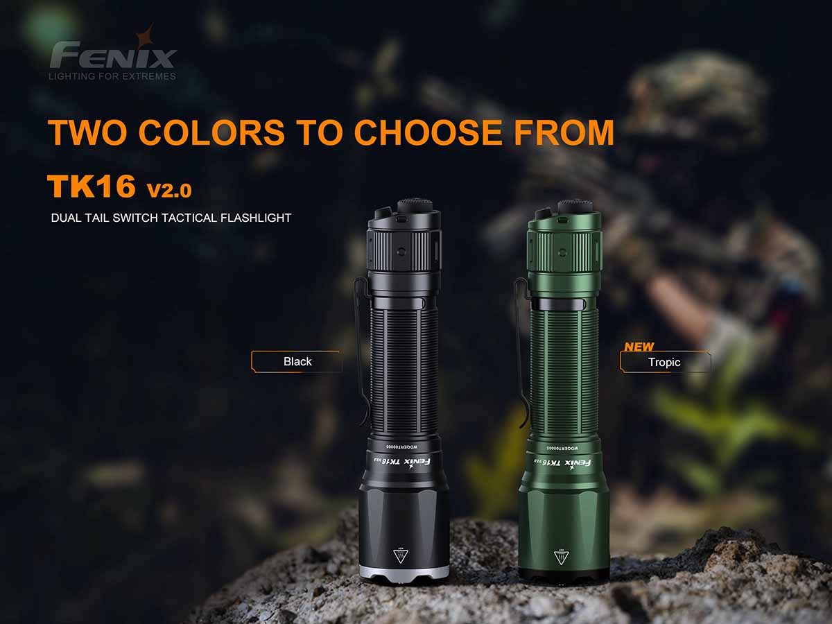fenix tk16 tactical flashlight color options black green