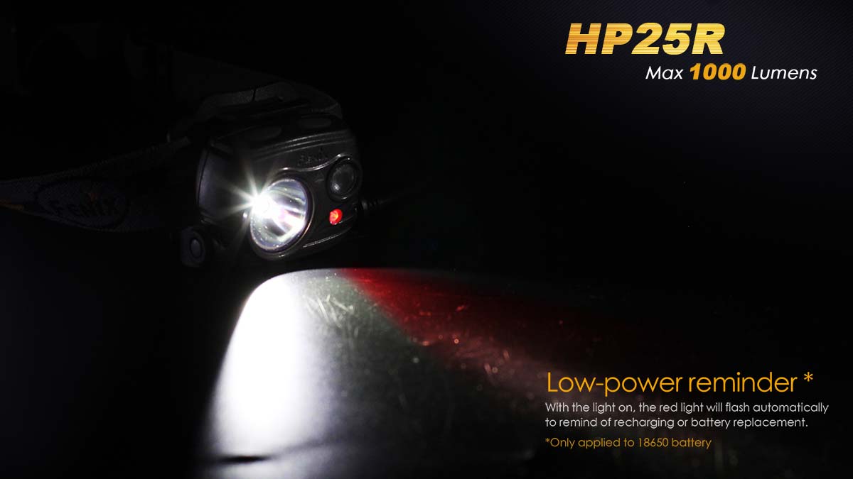 fenix hp25r headlamp battery level