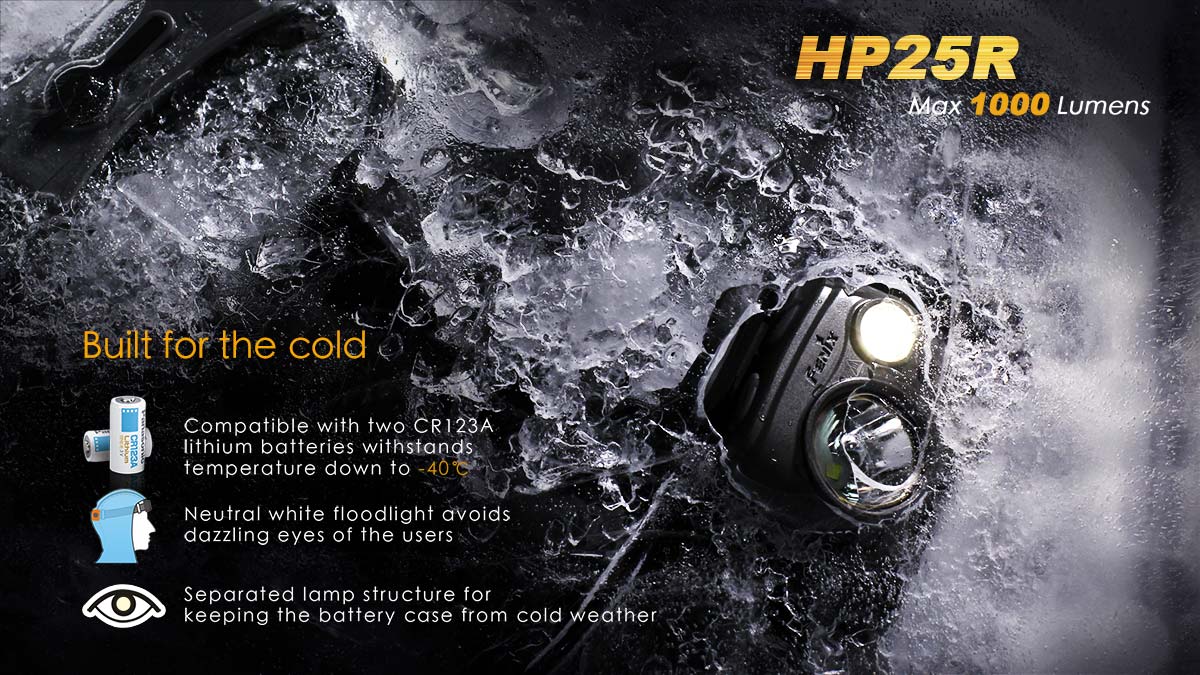 fenix hp25r headlamp cold resistant