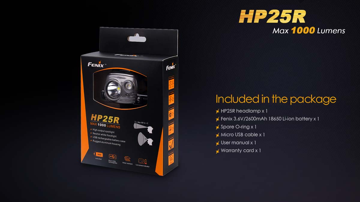 fenix hp25r headlamp included