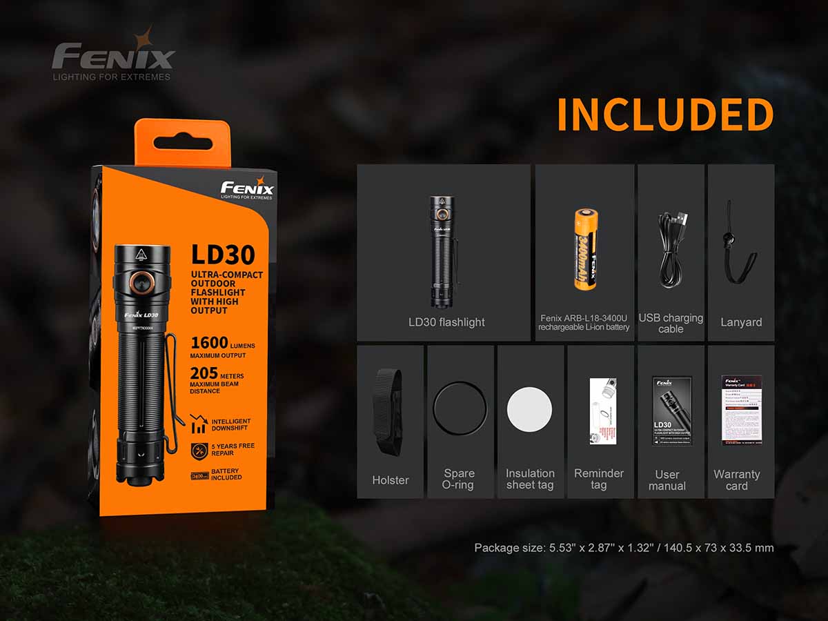 Fenix LD30R - 1700 lumens - ultra compact et légère – Revendeur Officiel Lampes  FENIX depuis 2008