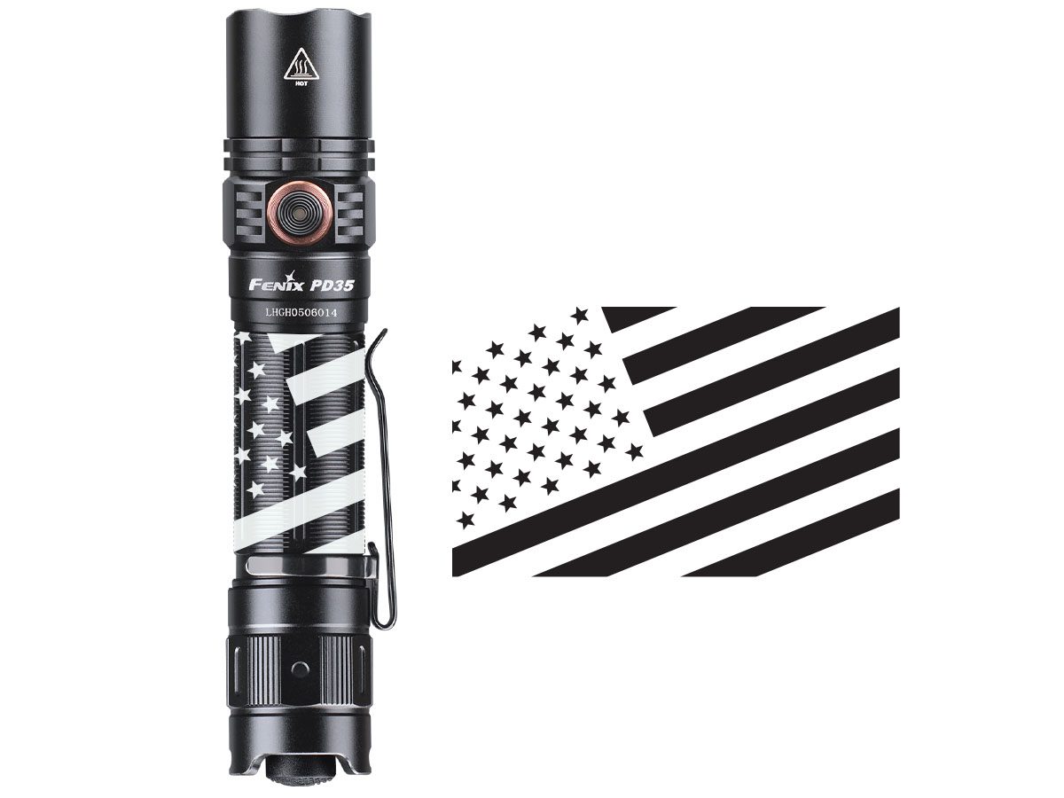 fenix engraved flashlight flag