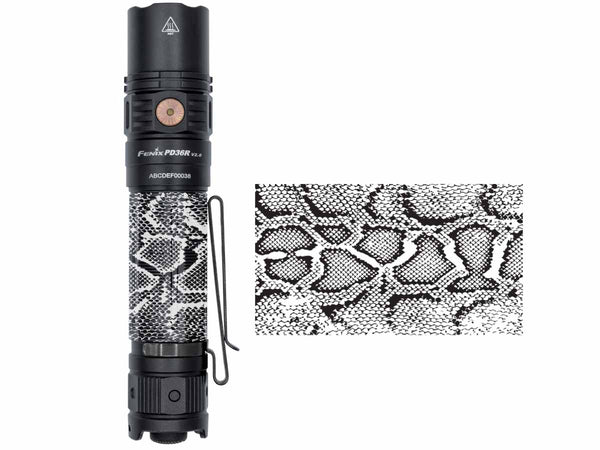 fenix pd36r v2 rechargeable flashlight snake skin body wrap