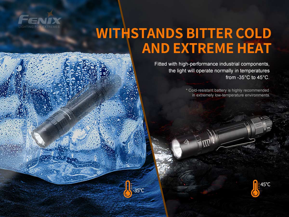 fenix pd36 tac tactical flashlight cold resistant