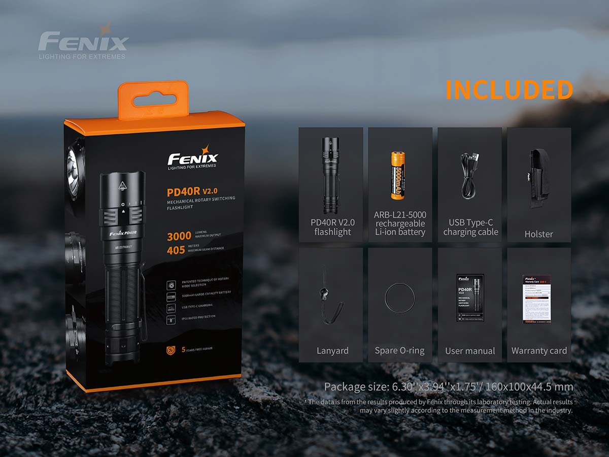 fenix pd40r rechargeable flashlight included