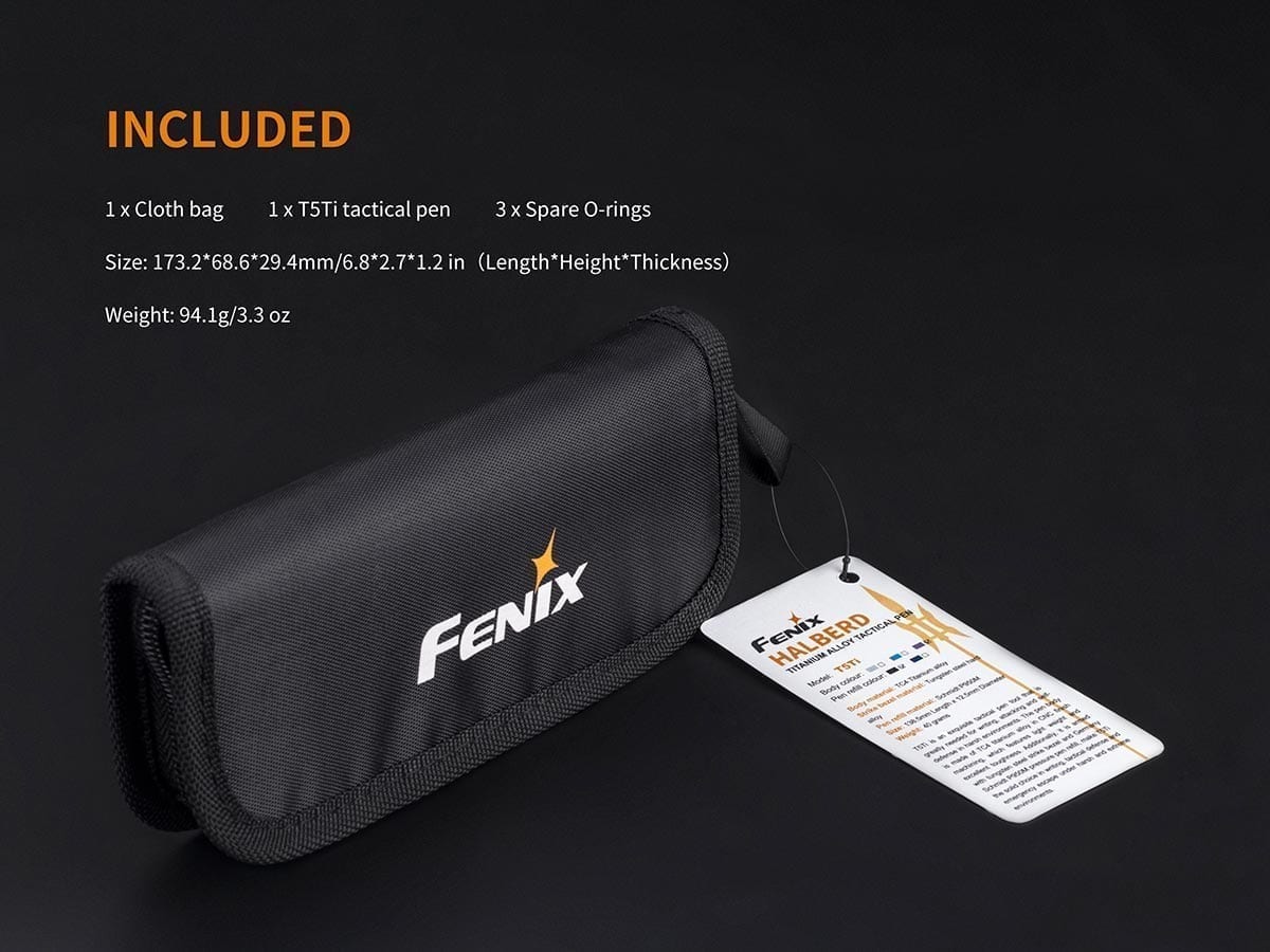 fenix halberd t5ti titanium tactical pen included