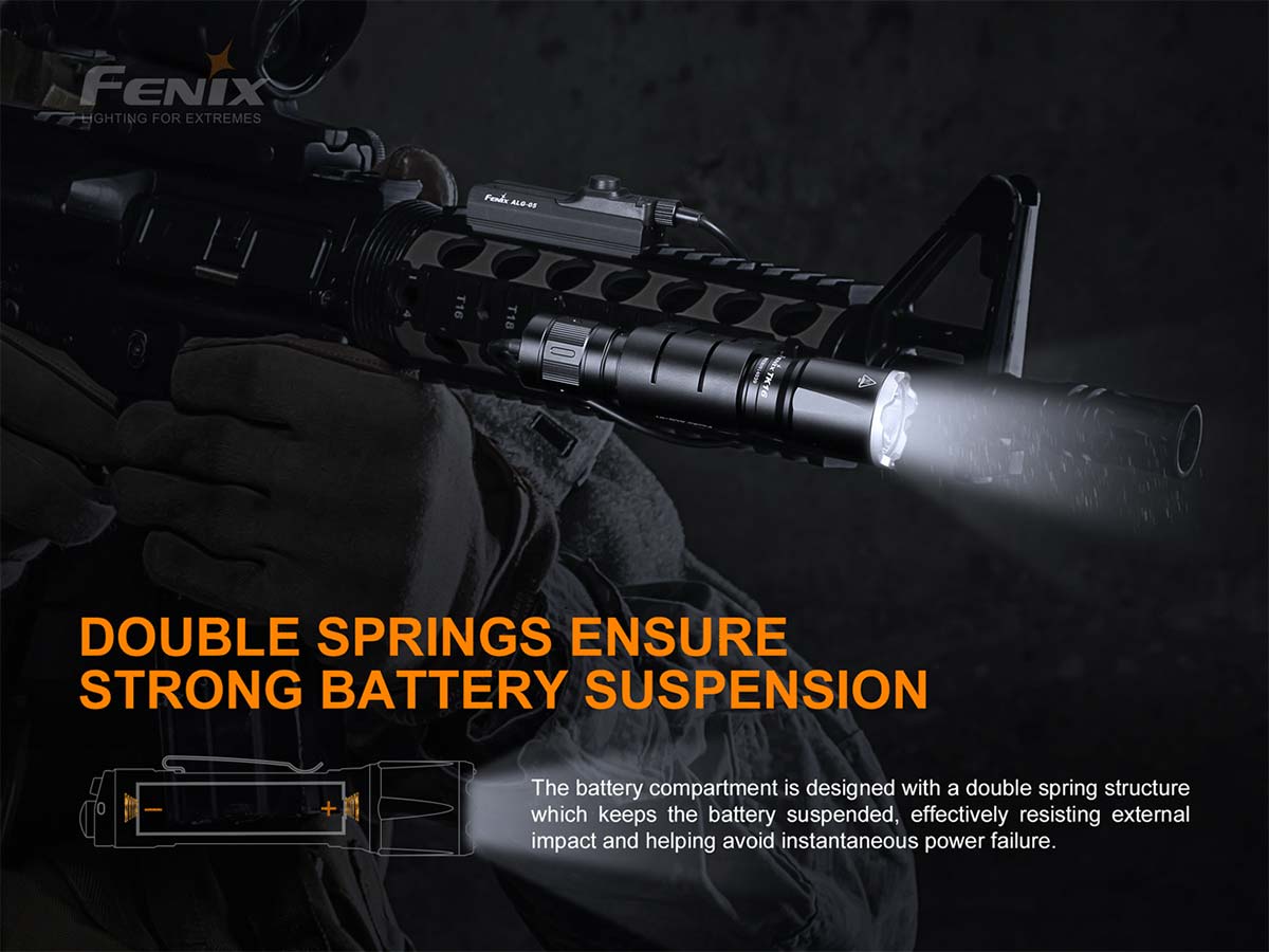 fenix tk16 tactical flashlight battery suspension