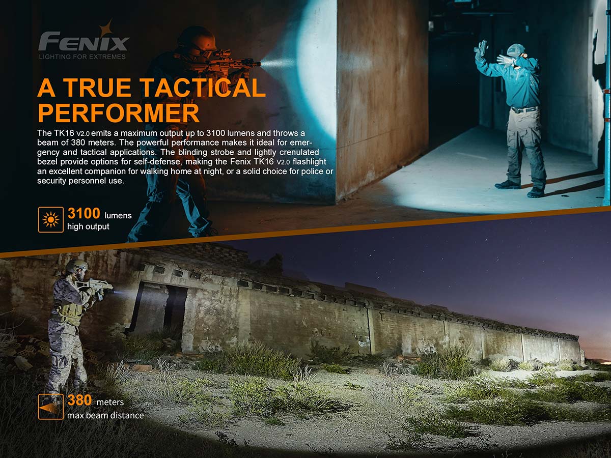 fenix tk16 tactical flashlight beam