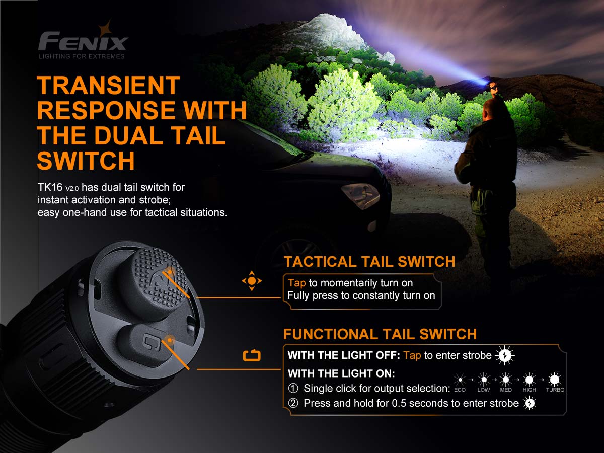 fenix tk16 tactical flashlight switches