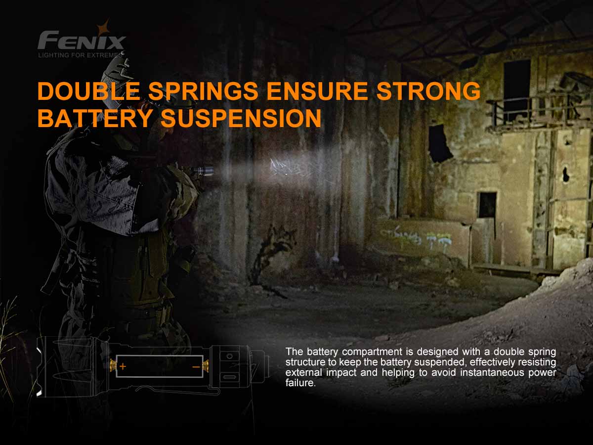 fenix tk22 tac tactical flashlight double spring suspension