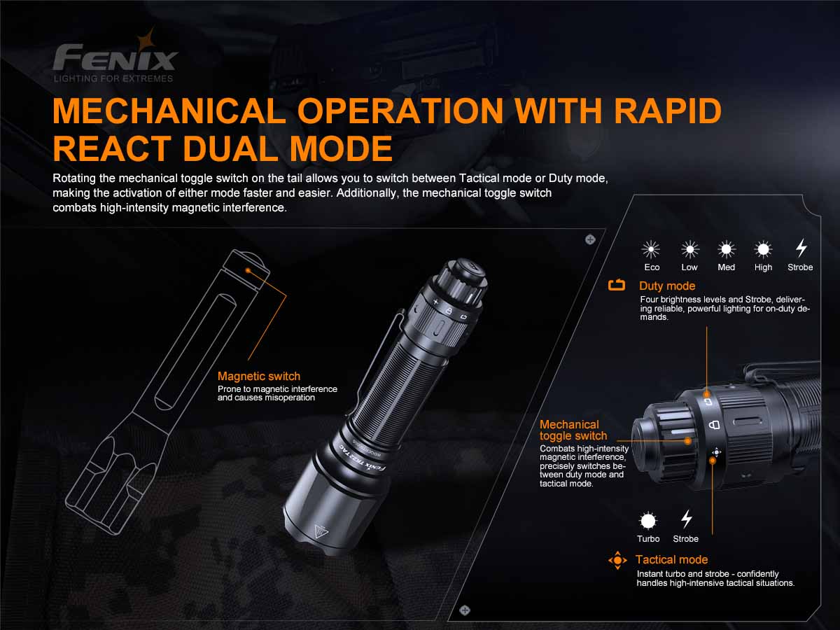 fenix tk22 tac tactical flashlight tactical tail switch
