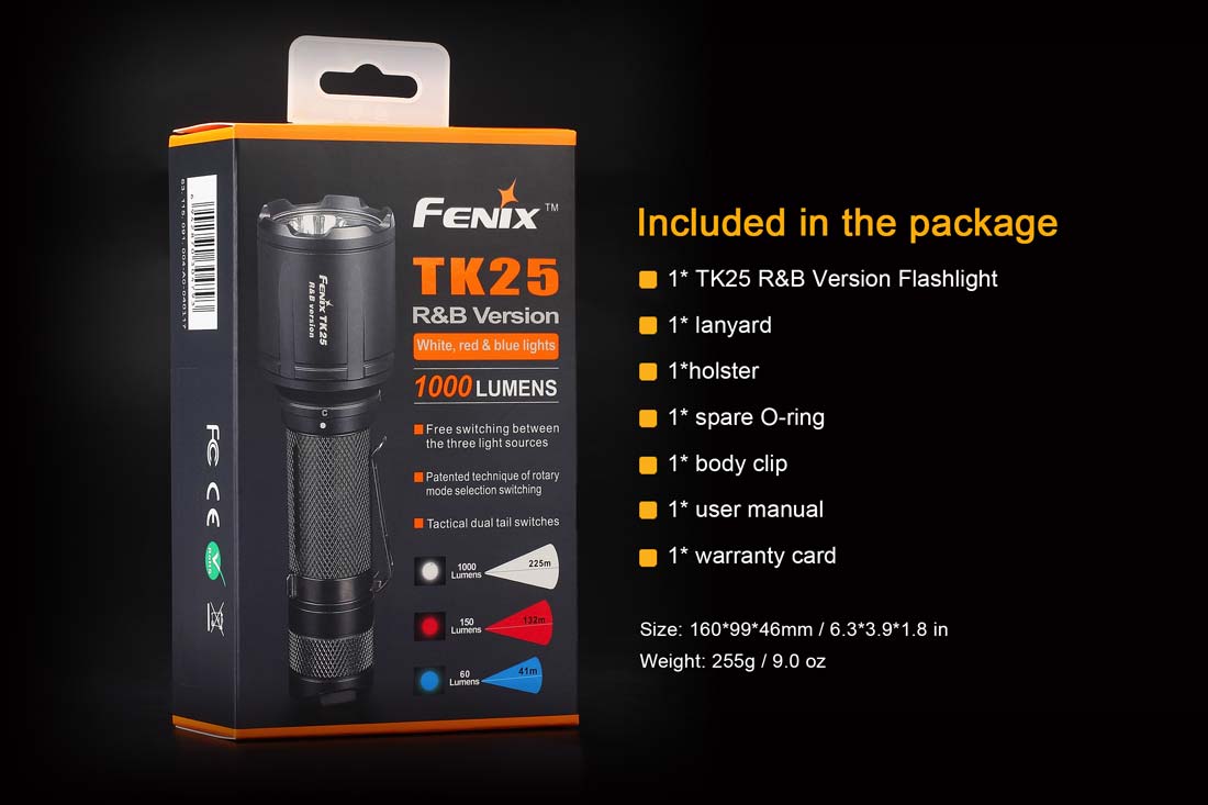 fenix tk25 R&B hunting flashlight included package