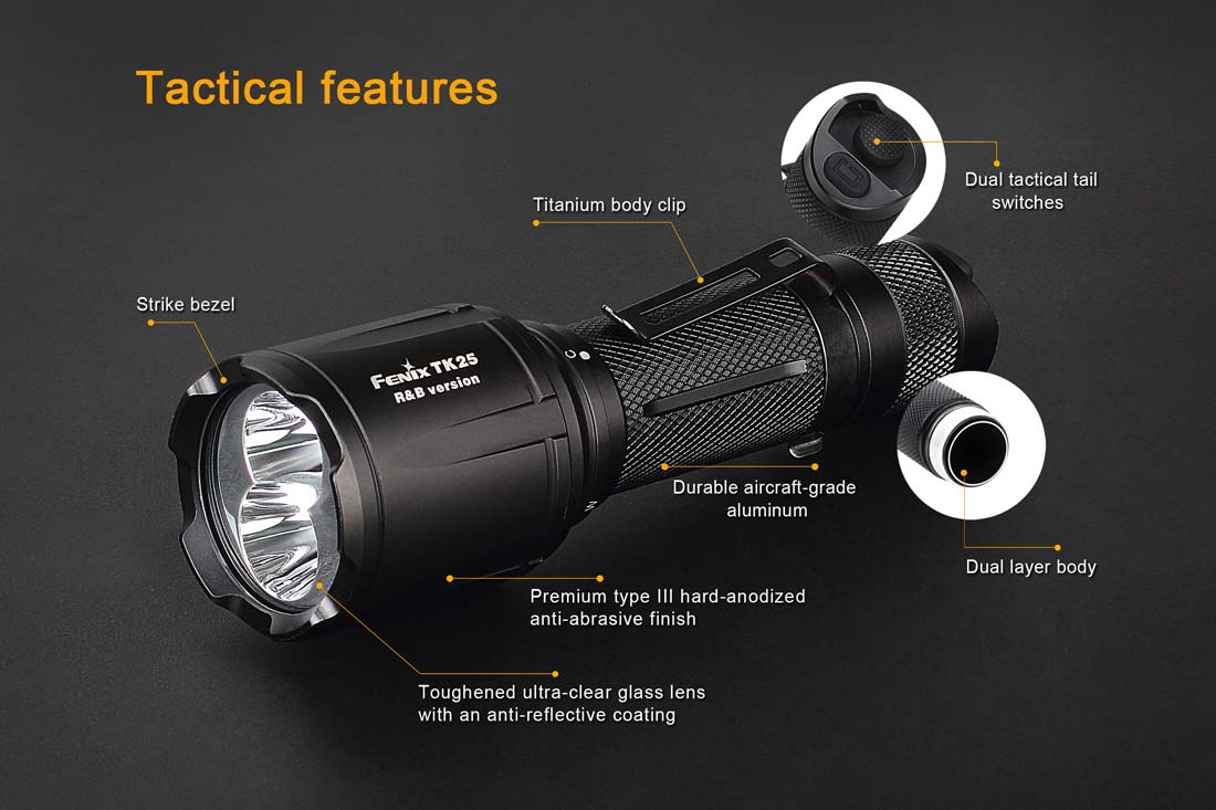 fenix tk25 R&B hunting flashlight features