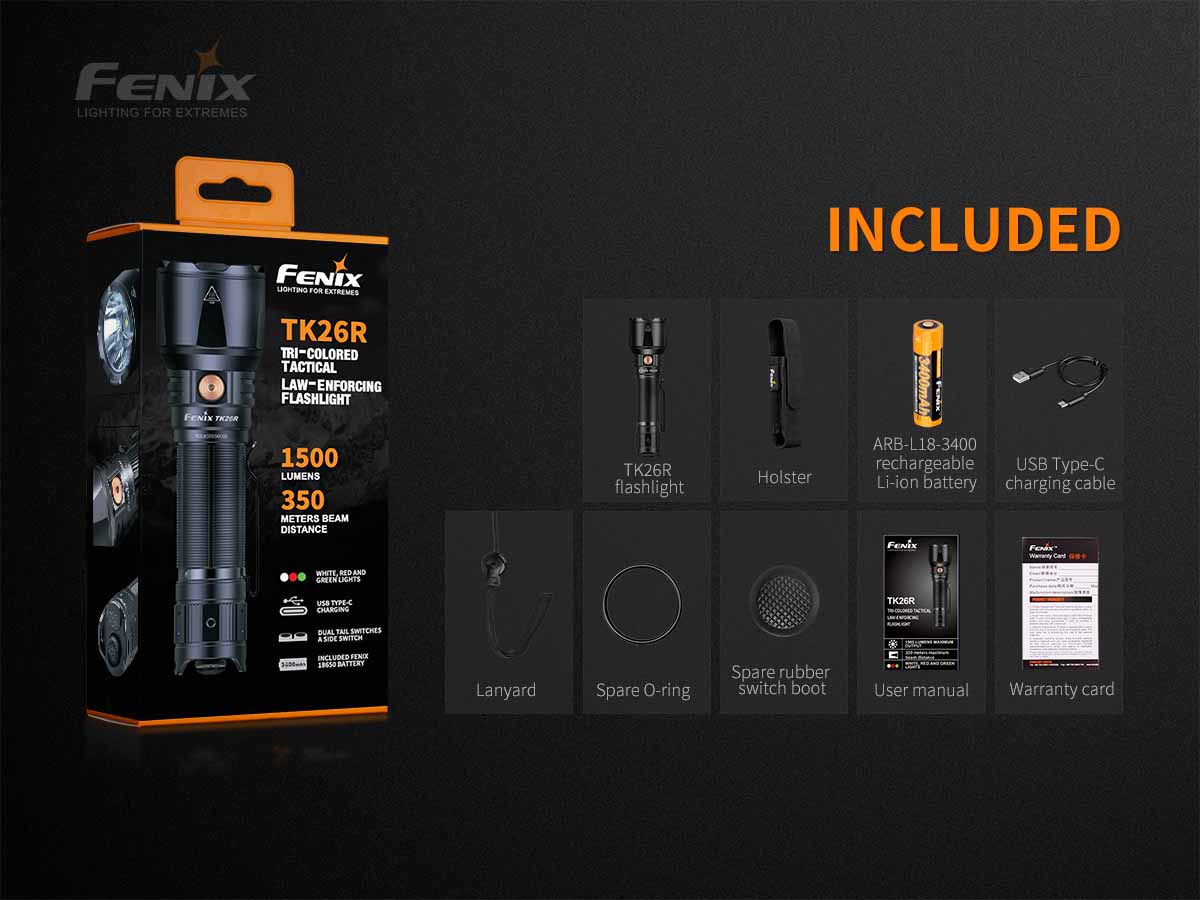 fenix tk26r flashlight incuded