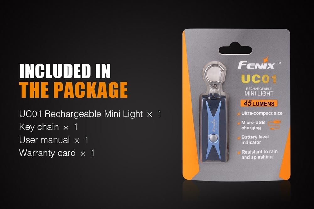 Fenix UC01 mini flashlight included items
