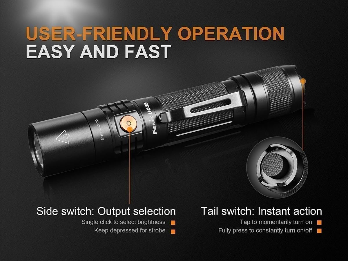 uc35 v2 rechargeable flashlight switches