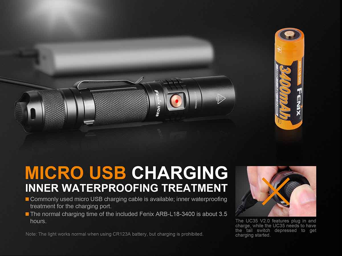 fenix uc35 flashlight rechargeable