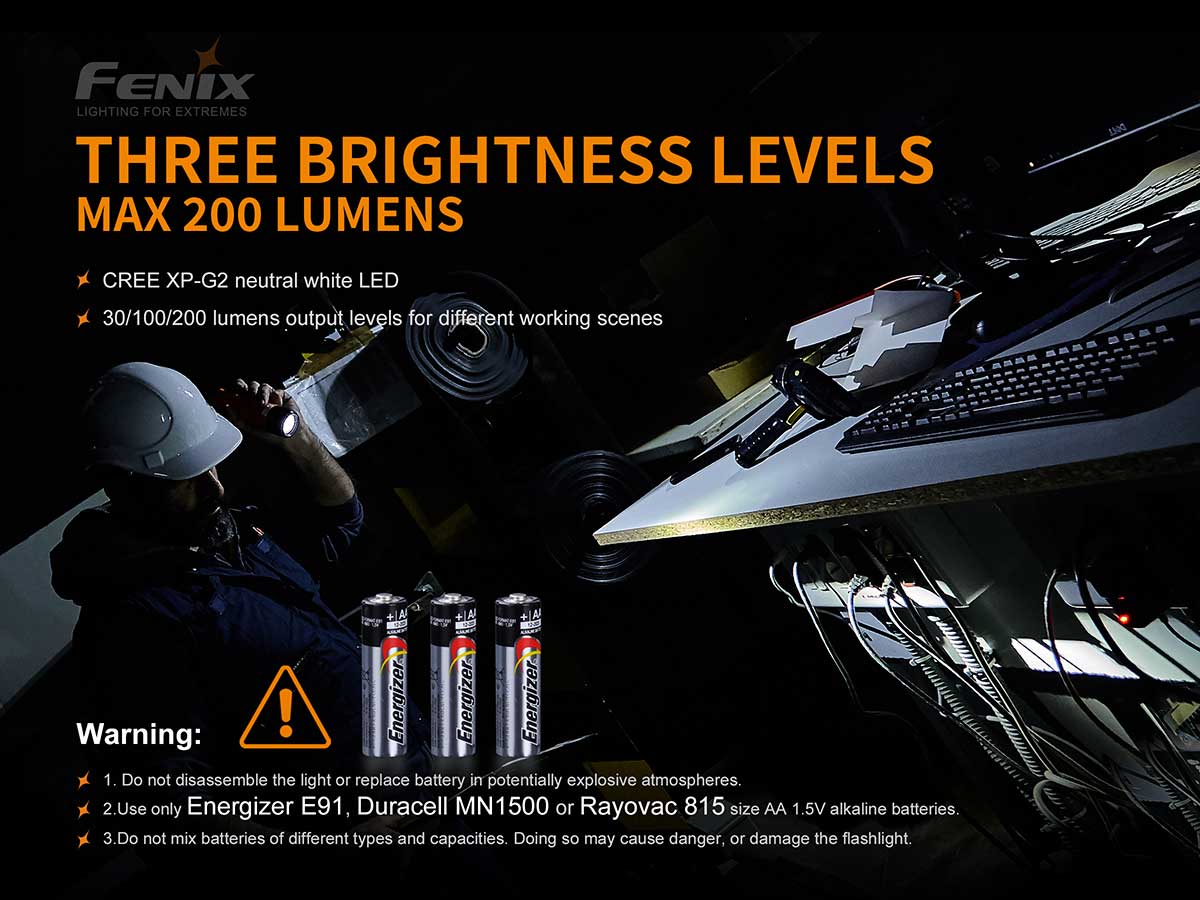 WF11E intrinsically safe flashlight brightness levels