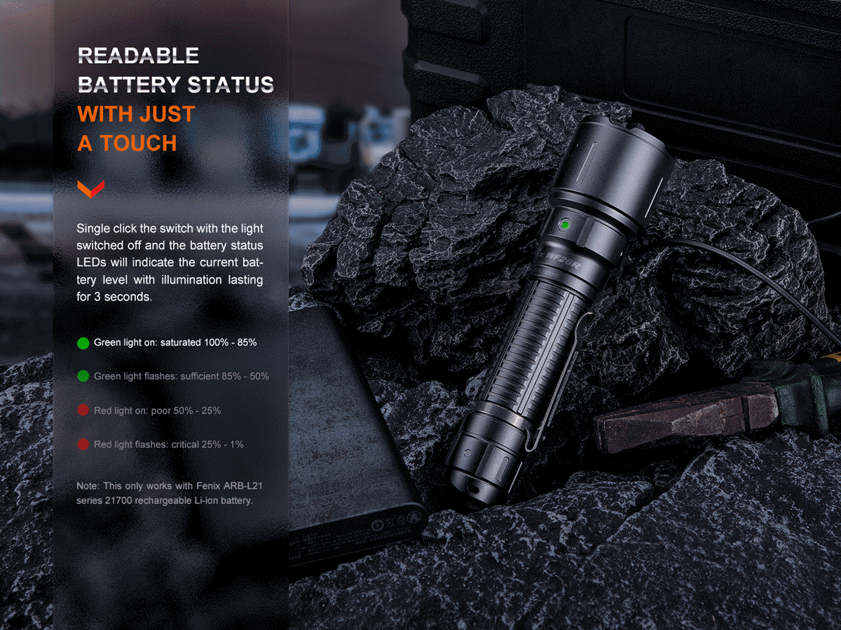 battlebox rechargeable flashlight Fenix WF26R Rechargeable Flashlight Black