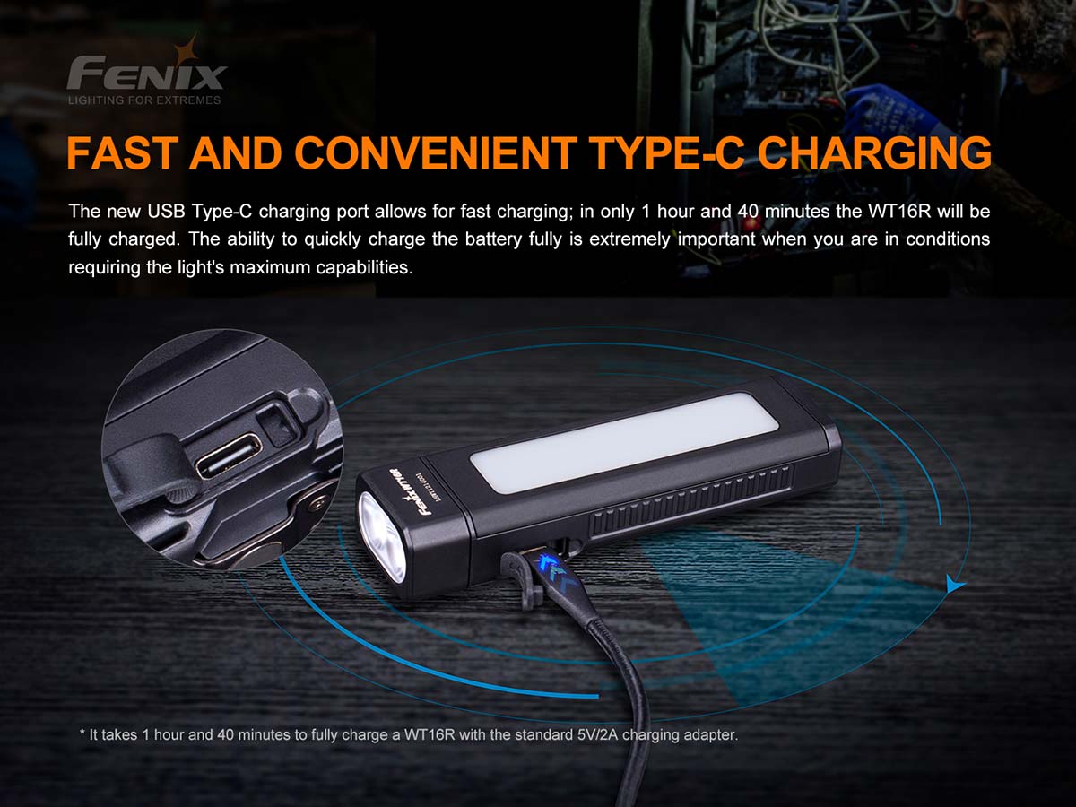 fenix wt16r work flashlight rechargeable