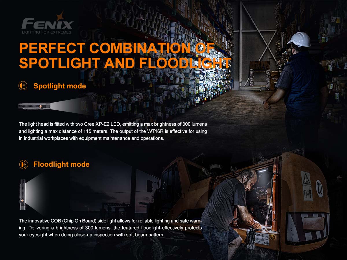fenix wt16r work flashlight spotlight floodlight