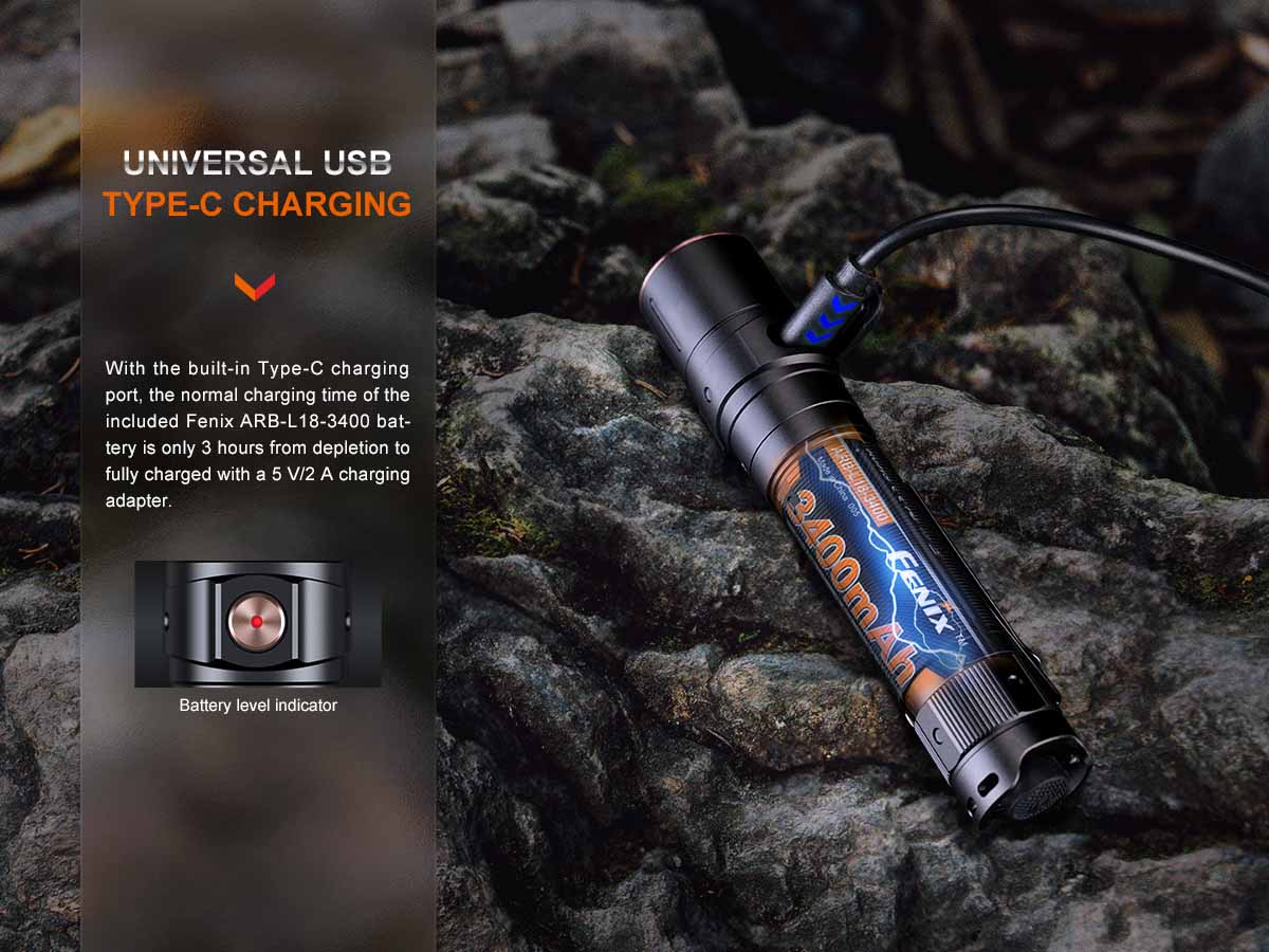 fenix lr30r rechargeable flashlight usb type-c