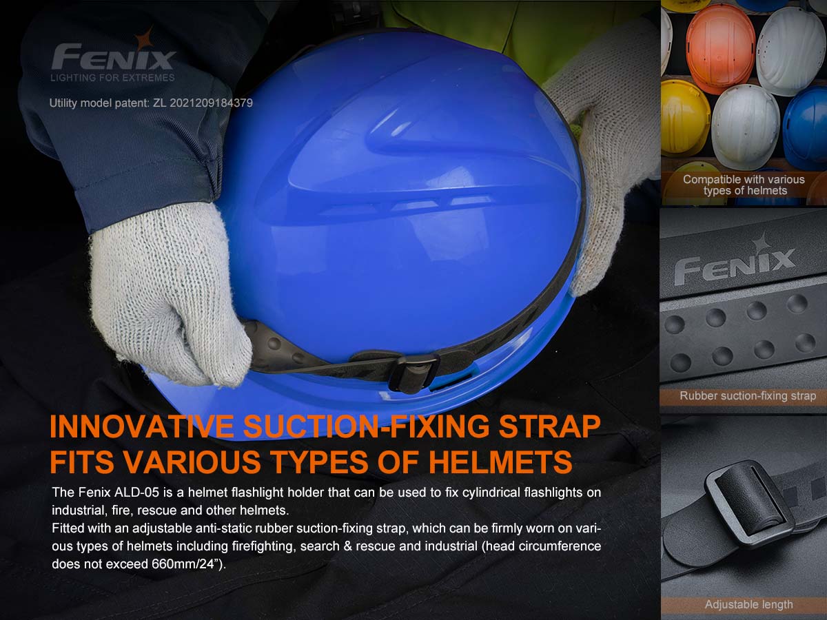 fenix ald-05 helmet flashlight holder rubber strap