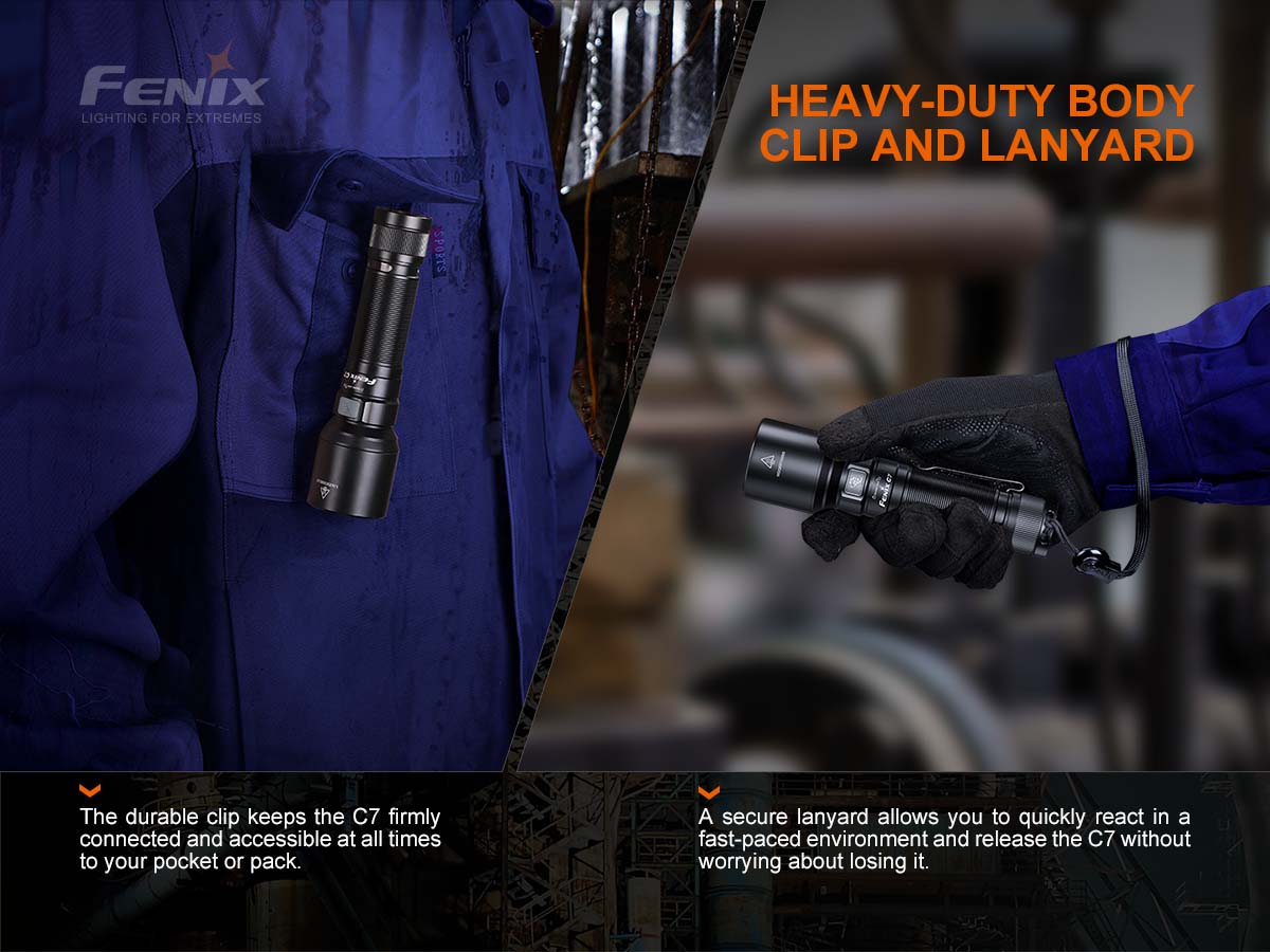 fenix c7 work flashlight clip