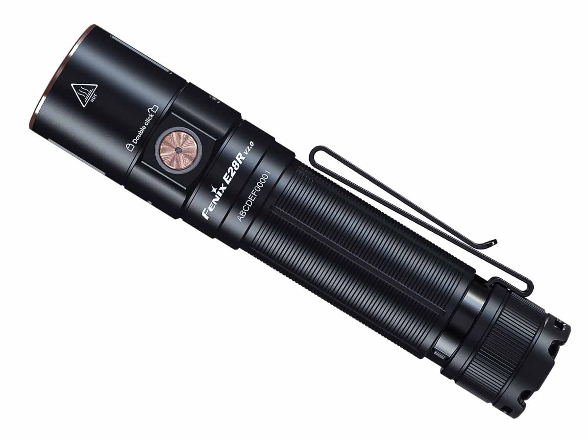 fenix e28r v2 rechargeable edc flashlight side front