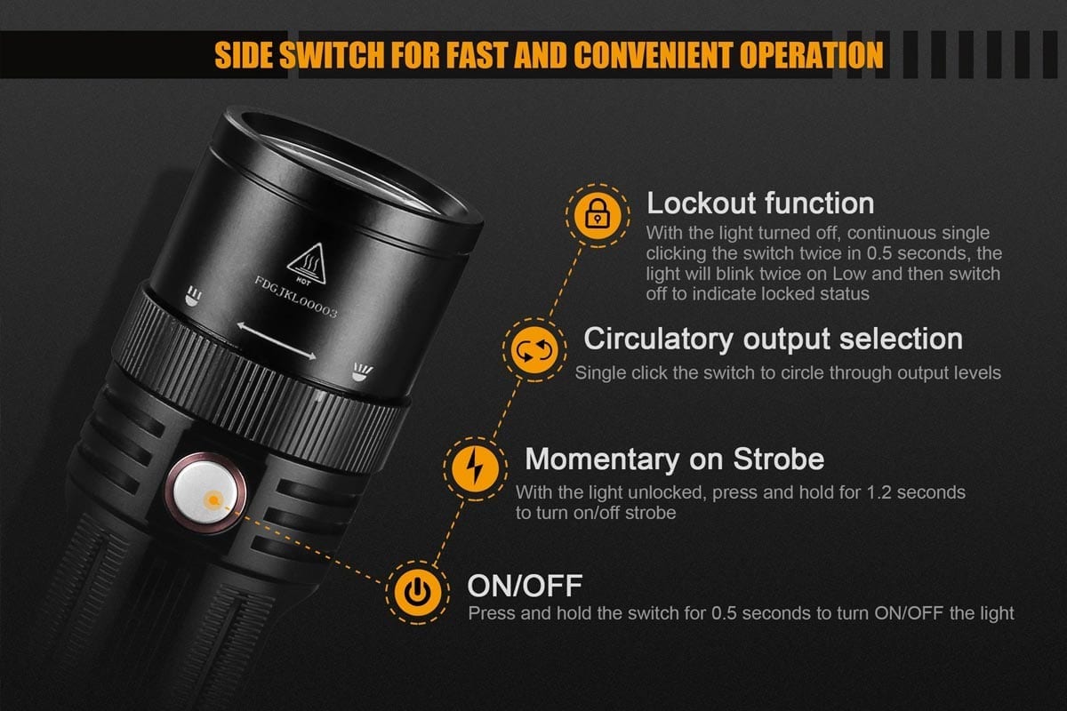 fenix fd45 focus flashlight switch