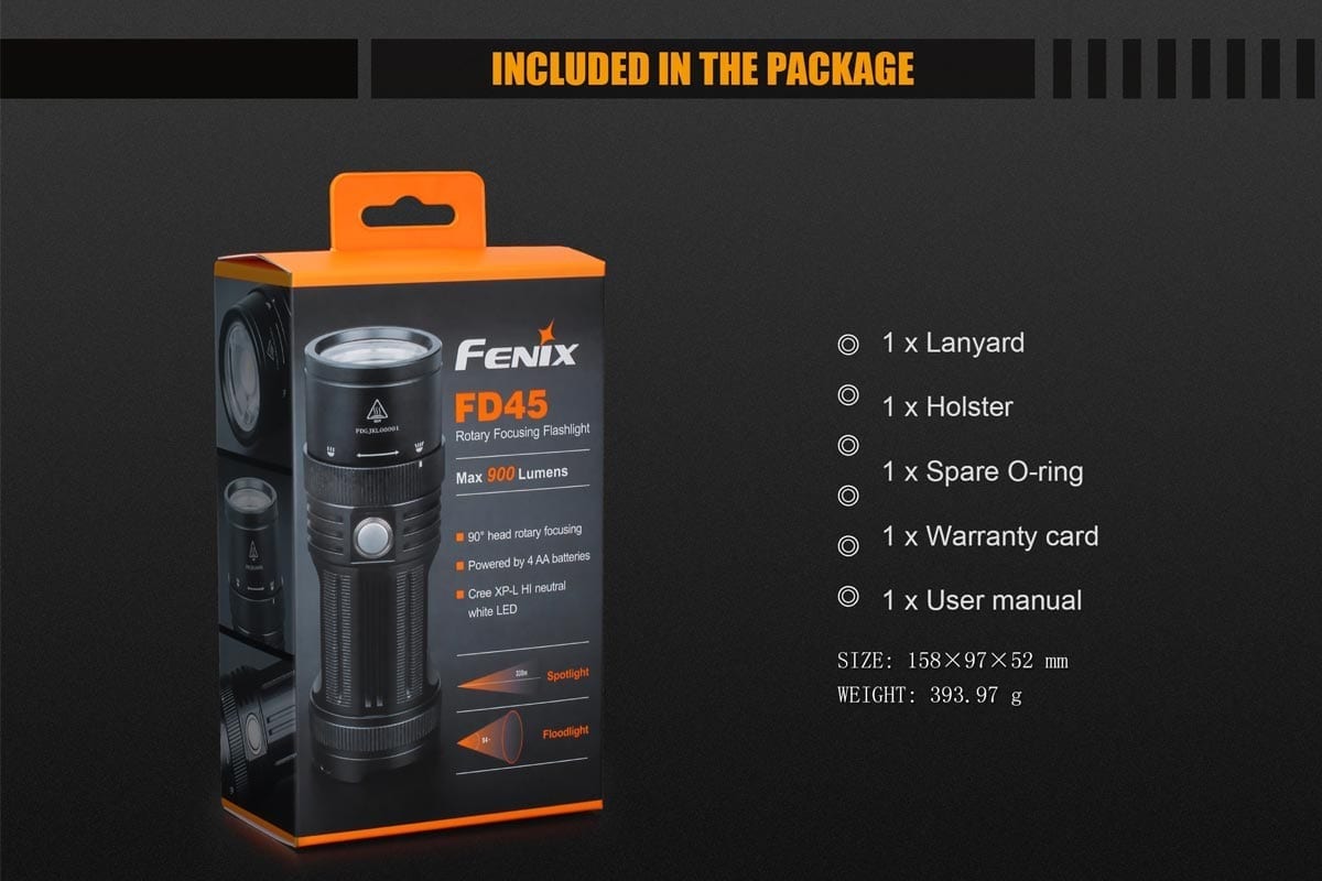 fenix fd45 focus flashlight package included