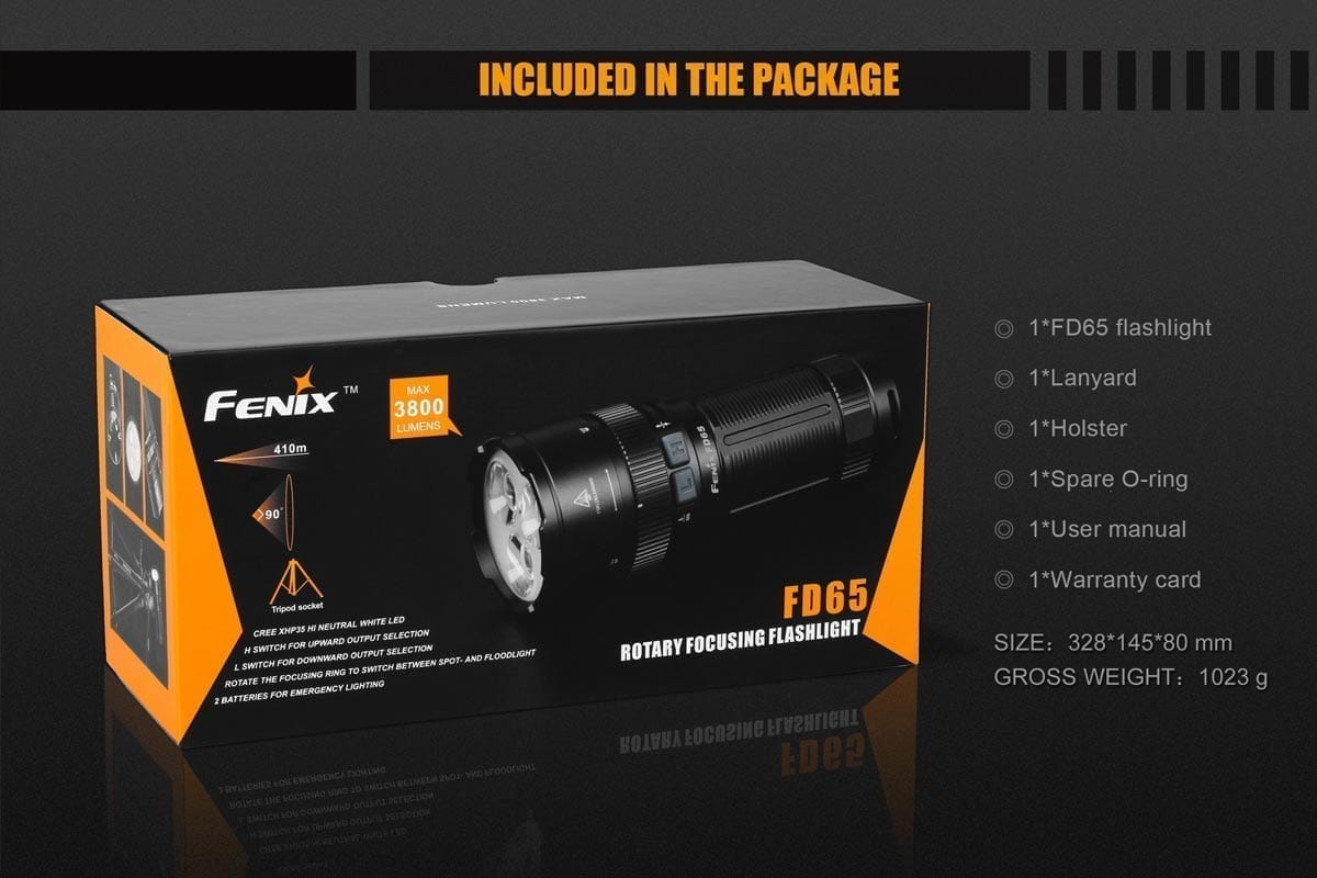 fenix fd65 focus flashlight package included