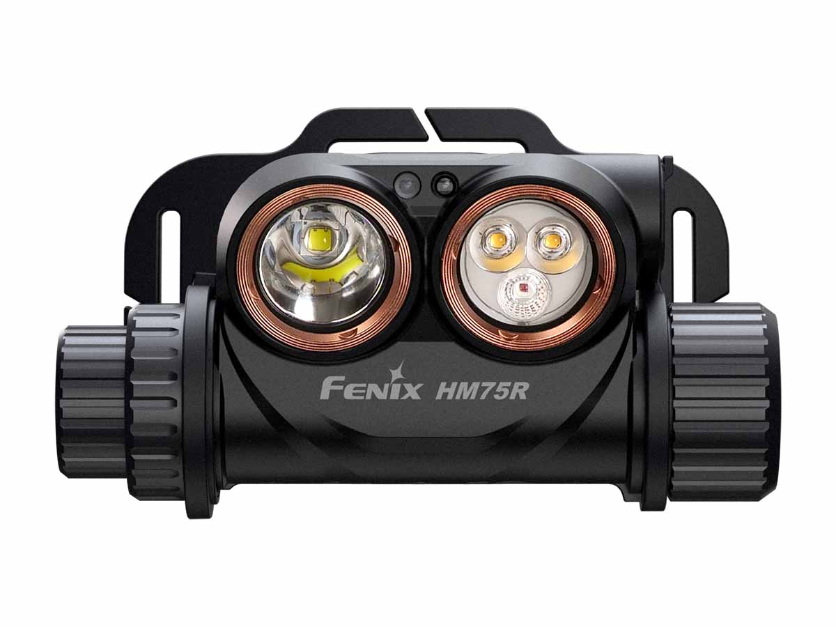 fenix hm75r rechargeable headlamp led lens closeup