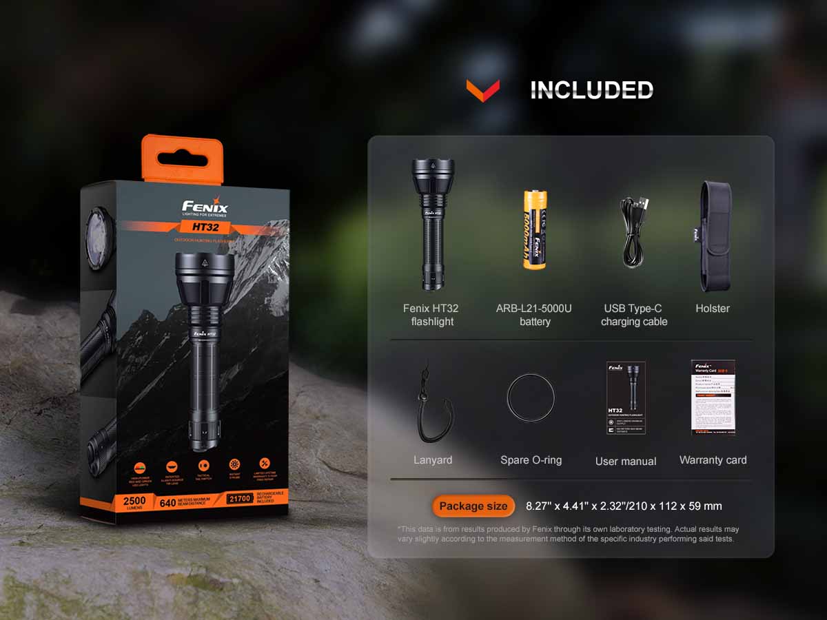 fenix ht32 flashlight included in package