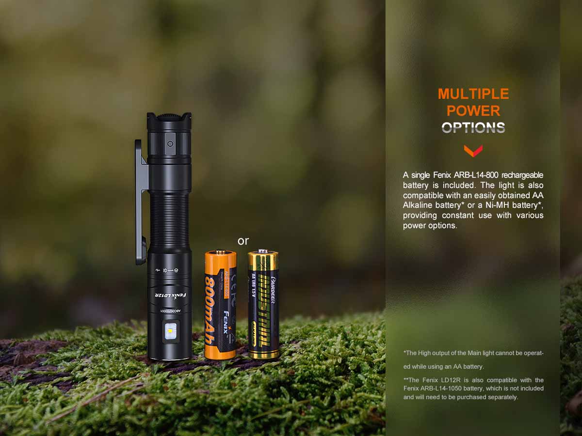 best flashlight rechargeable ni-mh batteries Fenix LD12R Rechargeable EDC Flashlight